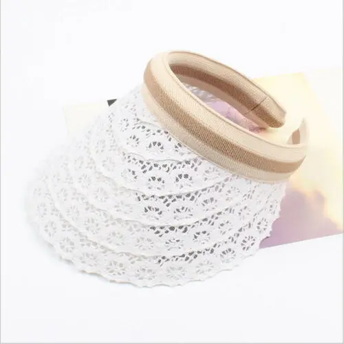 Женская Регулируемая шляпа с широкими полями однотонная кружевная шапочка