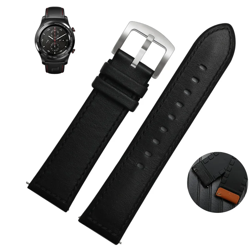 black silver clasp Для huawei watch2 pro Магия классические galaxy Watch 46mm спортивный ремешок для часов 22 мм Натуральная кожа с силиконовым браслетом, Quick Release полос - Цвет ремешка: black silver clasp