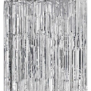 silver 3 фута х 8 футов перламутровая металлическая мишура фольга бахрома шторы для фон для фото на вечеринке Свадебный декор - Цвет: silver