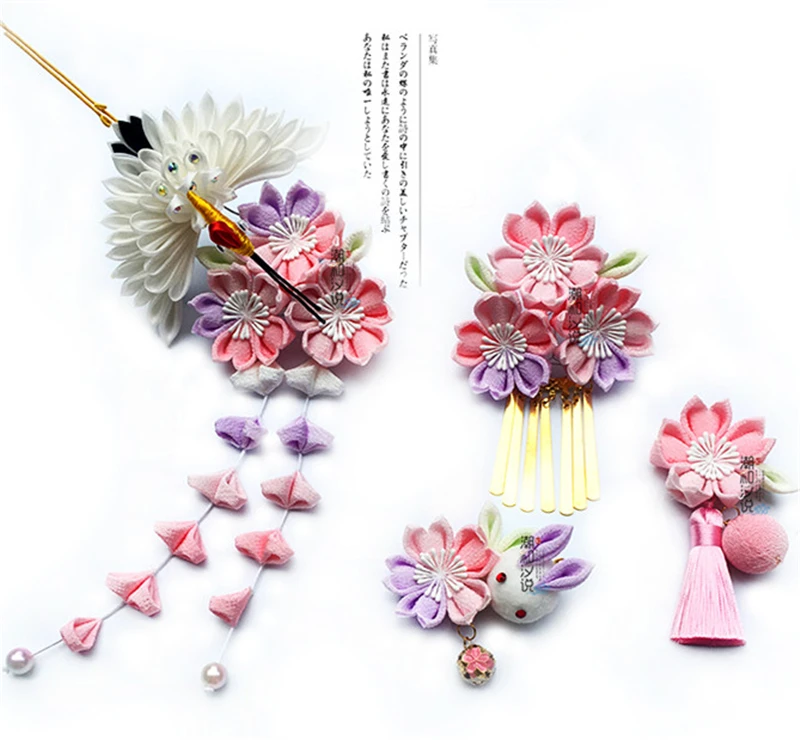 Ручная работа японская классическая кисточка цветок женское кимоно юката