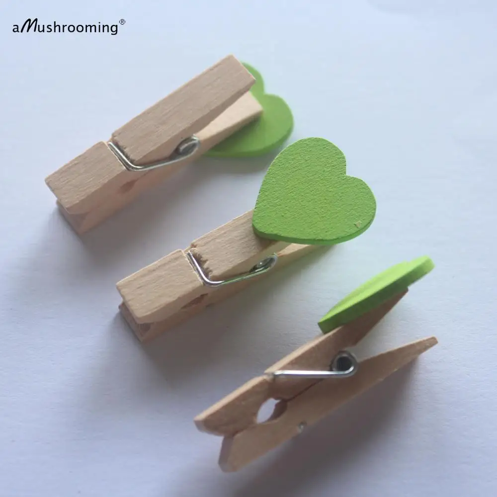 Деревянные прищепки в форме сердца мини набор из 10 штук для упаковки бумажных