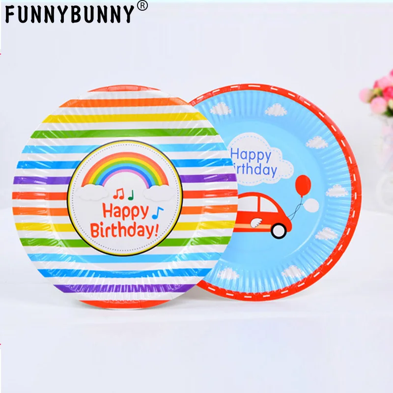 FUNNYBUNNY Sweet Girl 6 шт. с днем рождения для вечеринки радуги и розового цвета круглые