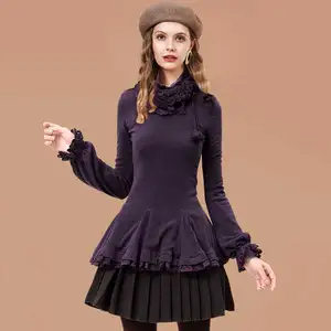 Artka 2015 женская ретро новая коллекция осенней одежды с длинными рукавами высококачественная элегантная облегающяя футболка ZA10032D