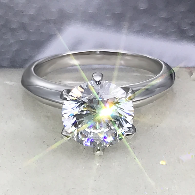 Косынка палец кольцо 1.5ct AAAAA Сона Cz 100% Настоящее серебро цвет обручальные кольца
