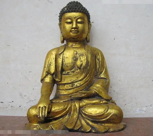 

Tibet Temple Bronze Gild Sakyamuni Ru Lai Buddha Statue