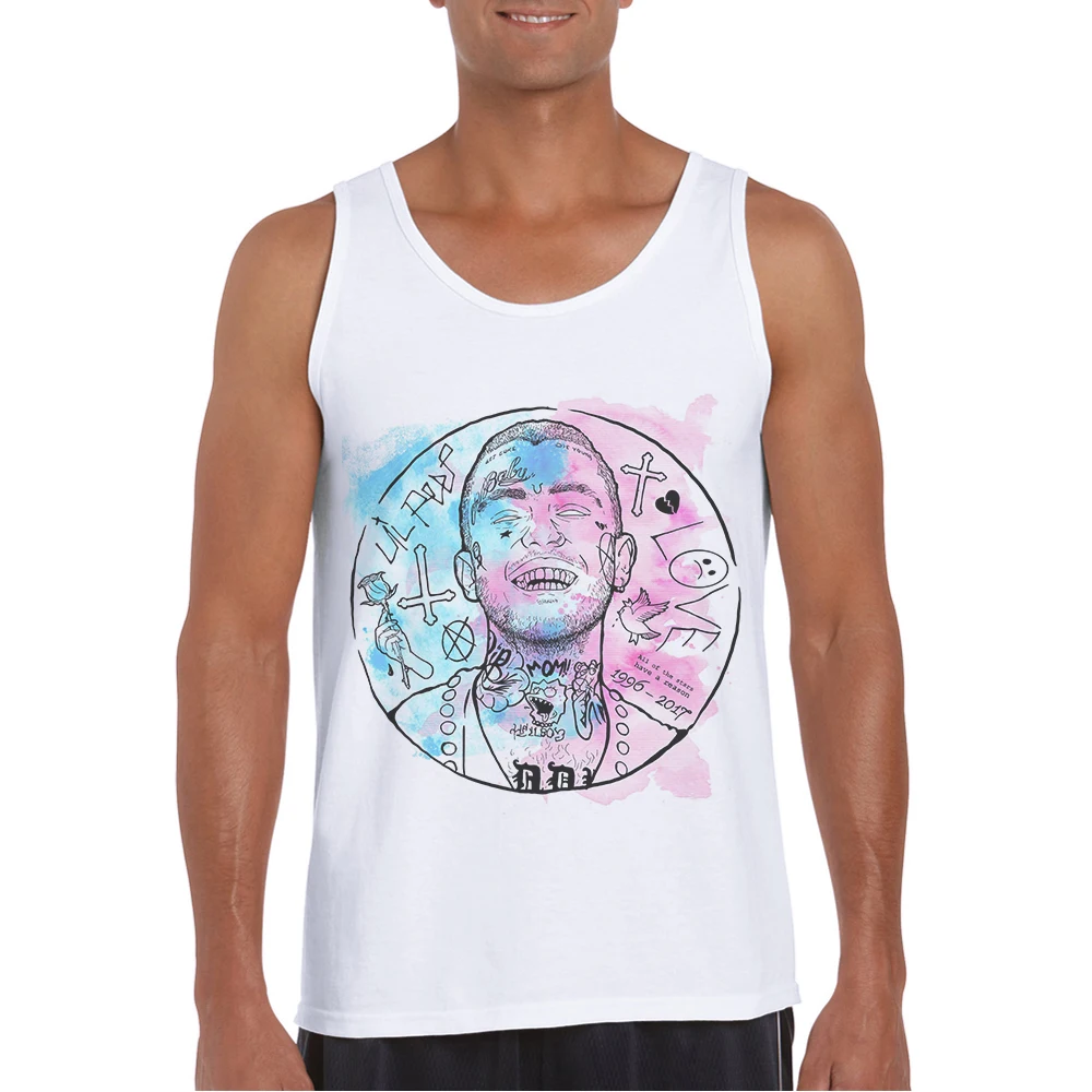New Arrivals Mens Vest Sleeveless Shirt White Tank Top Men Cotton Fashion Clothing Street Lil Peep Printing Bodybuilding Clothes | Мужская