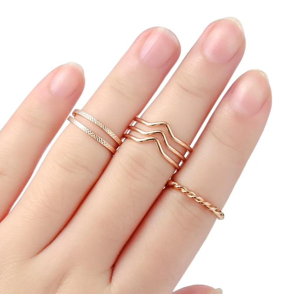 QIAMNI 3pcs/lot Pulse Heart Tree Bow Wave Zircon Love Flower Mountain Crown Round Knuckle Stackable Ring Set Women 's Toe | Украшения и