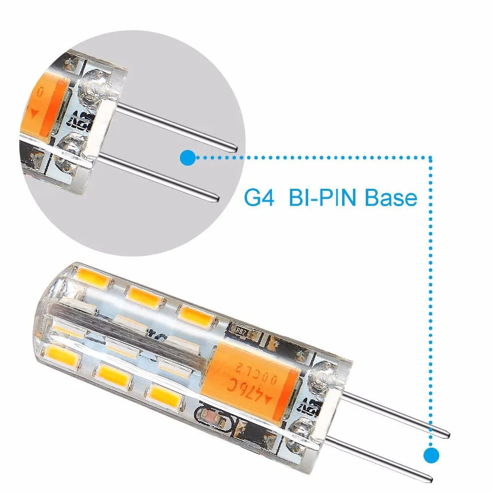 10pcs G4 Base 24 LED Light Bulb Lamp 1.5 Watt AC DC 12V/10-20V Non-dimmable Equivalent to 10W T3 Halogen Track Replac ST134 | Лампы и