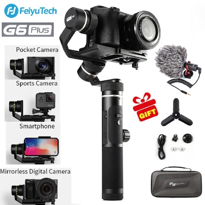 Стабилизатор для селфи Feiyutech G6 Plus 3 осевой Бесщеточный Gopro hero Sony RX100 / a6300 iPhone X|Риги и