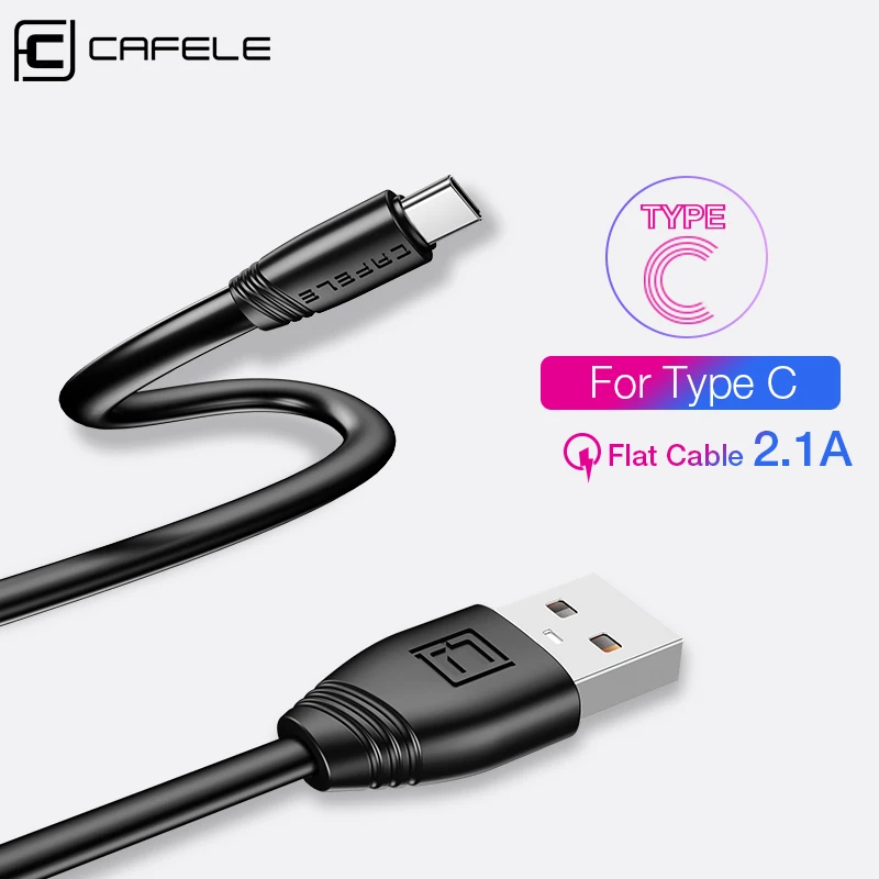 Cafele плоский Тип C Usb Дата-кабель для samsung huawei Xiaomi TPE кабель для зарядки Прочный Usb кабель синхронизации данных 5В 2.1A