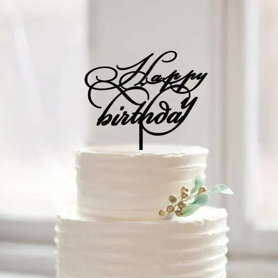 Топпер для торта С Днем Рождения пользовательский шрифт с украшением на день