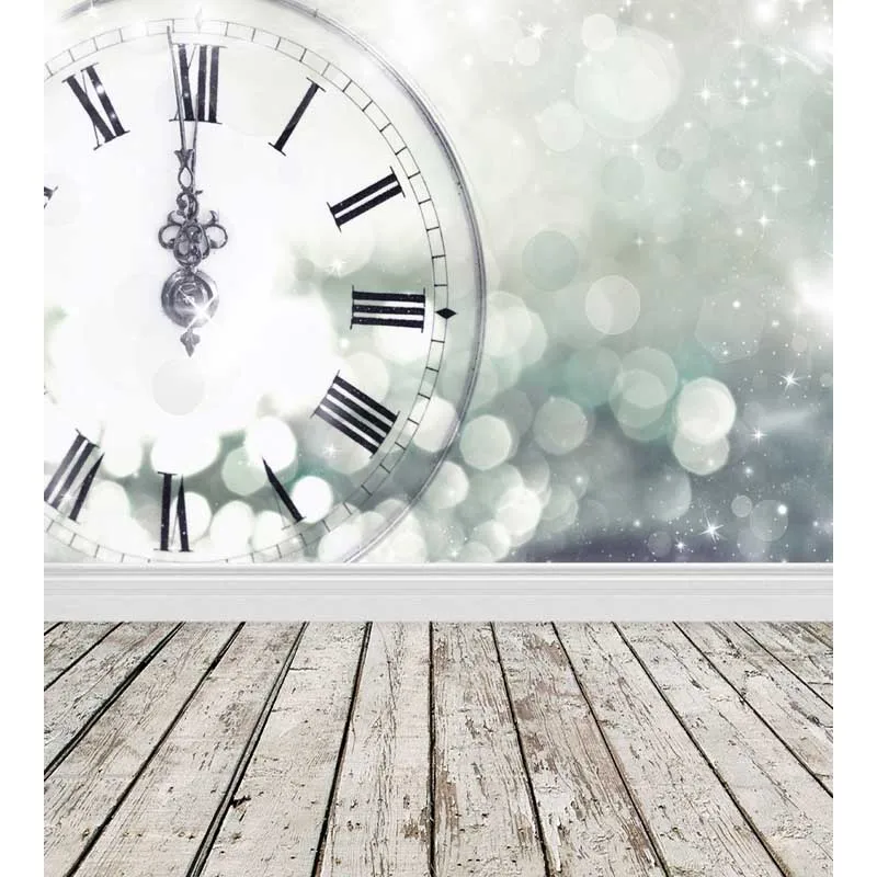 

5x7ft Silver Grey Bokeh Spots Clock Wood Floor Washable No Wrinkle Banner Photo Studio Background Backdrop Polyester Fabric