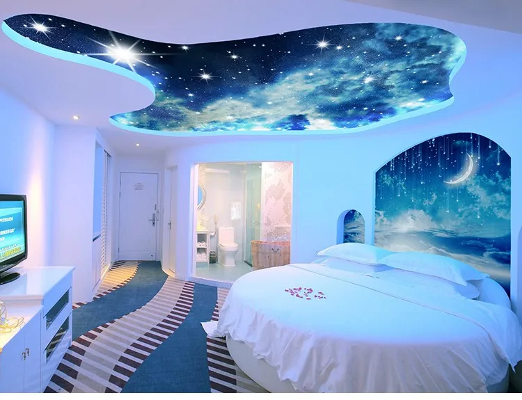 Большие настенные фрески на заказ, 3d потолочные фрески, обои, голубое небо, звезды, Вселенная, 3d фотообои для зала, 3d настенные фрески