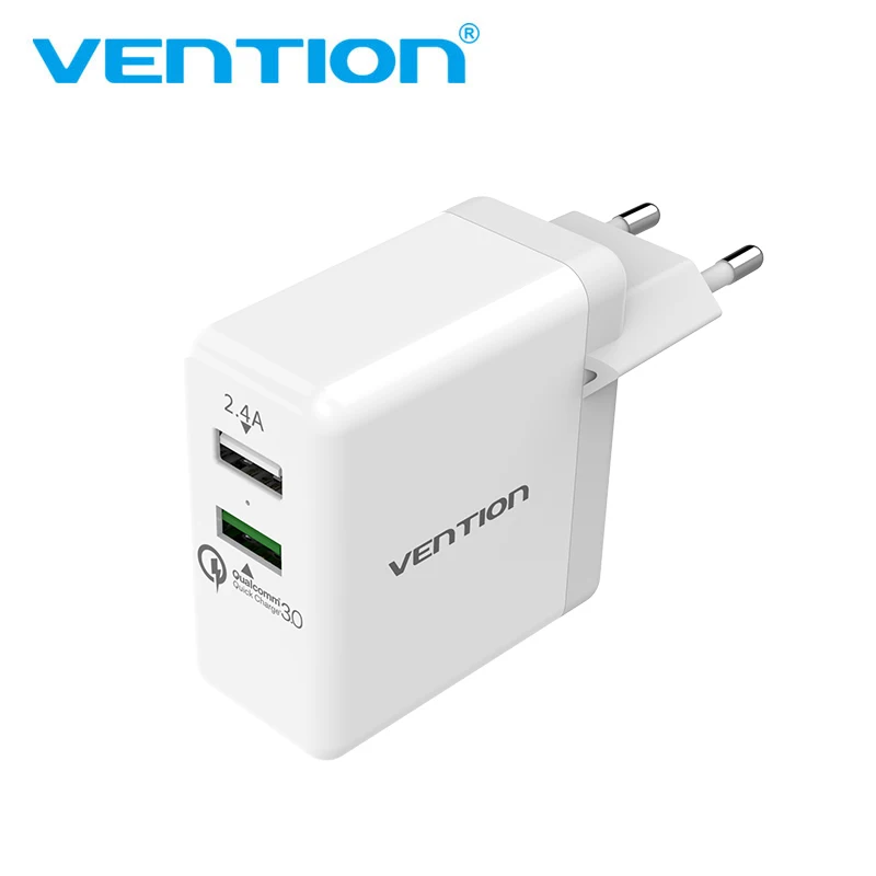 Vention Quick Charger 3 0 2 порта USB зарядное устройство европейская вилка белый мобильный