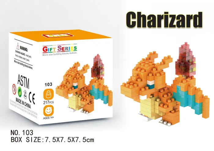 Charizard Карманы Монстры блок Poke Mon строительный стек мальчик фигурка кирпичная игрушка Minecrafted малыш ребенок пикачус чармандерс Psyducks Cubones - Цвет: Charizard