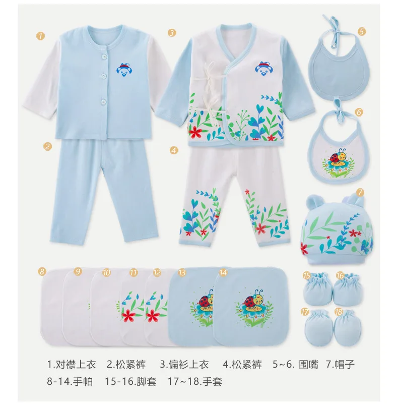 Комплект одежды для новорожденных мальчиков из 18 предметов костюм младенцев 100%