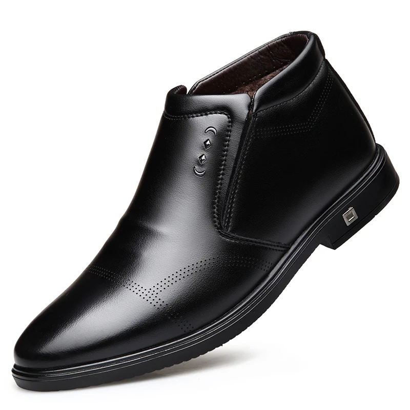 OSCO/мужские ботинки с круглым носком теплые зимние ботильоны из плюша модельные в