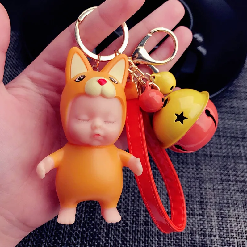 K27 Мультфильм милый аниме Спящая кукла детская игрушка брелок колокольчики брелок автомобильный мешок брелок держатель кулон подарок безделушки Porte Clef - Цвет: K27