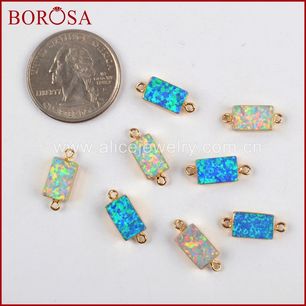 BOROSA 10 шт стильные прямоугольные золотые японские опаловые соединители сделанные