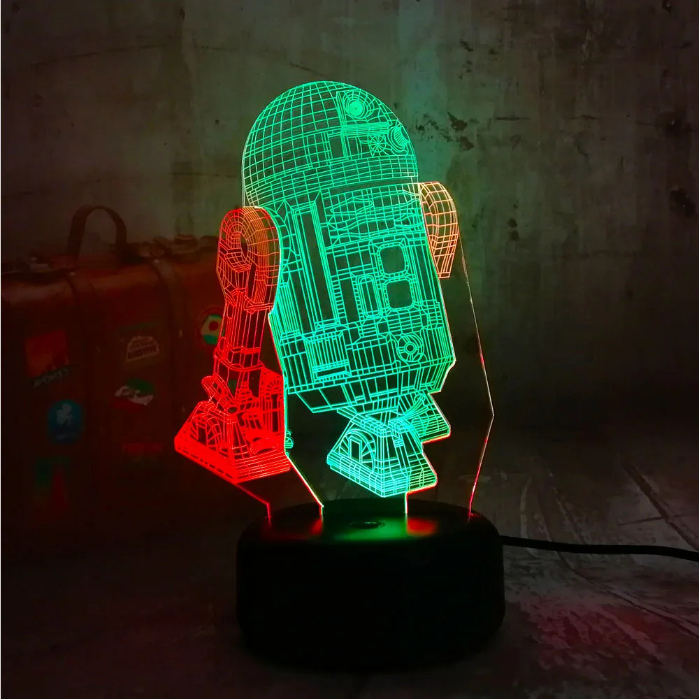 Новинка Звездные войны R2D2 космический корабль 3D светодиодный RGB 7 смешанных