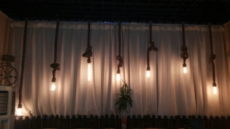 

American Rustic Style Handmade Pendant Lamp With E27 Lamp Holders,Hanging Rope Pestaurant Room Lamp Vintage Rope Lamps