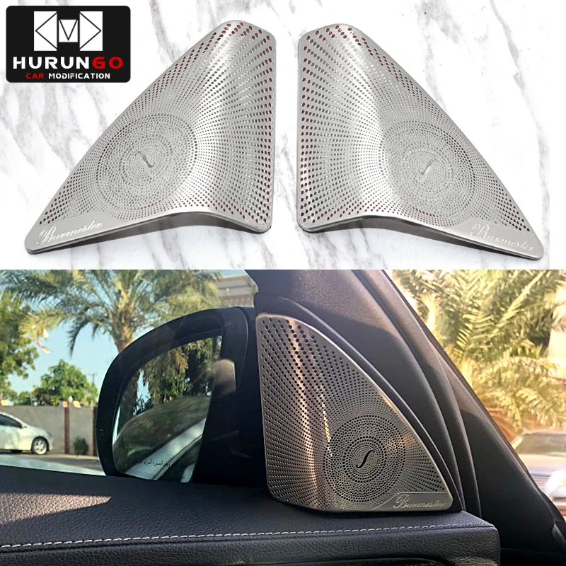 

For Mercedes Benz New C Class W205 2015-2017 Car-styling stainless steel Car Door Audio Speaker Decorative Cover Trim 3D sticker