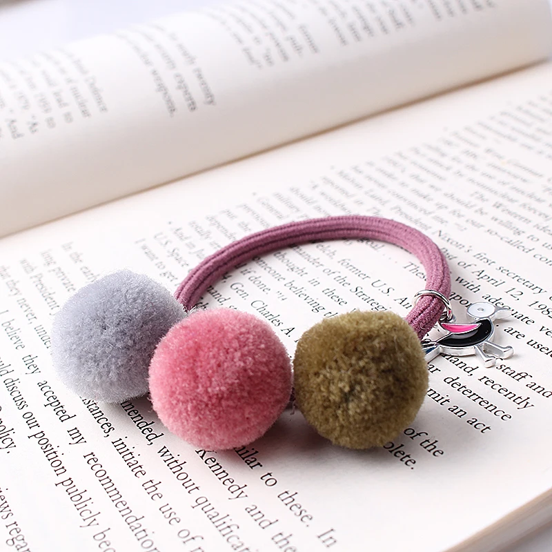 Резинки для волос с помпоном девочек из искусственного меха аксессуары резинки