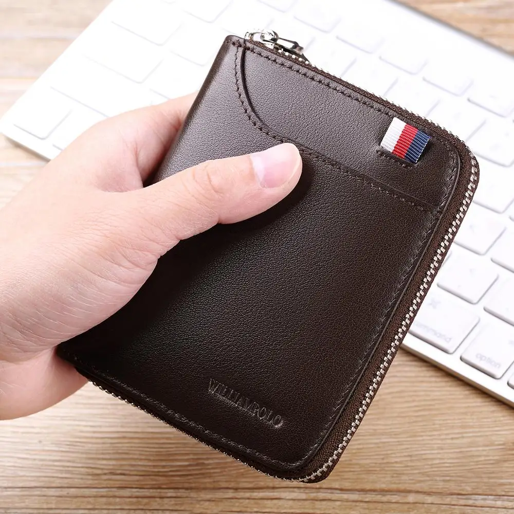 Мужской кошелек WilliamPOLO из натуральной кожи с отделениями для карт внешнее