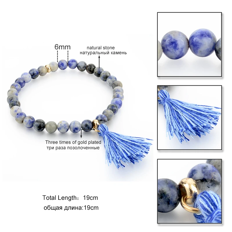 Браслеты CHICVIE из натурального камня для женщин и девушек синие браслеты цепочки с