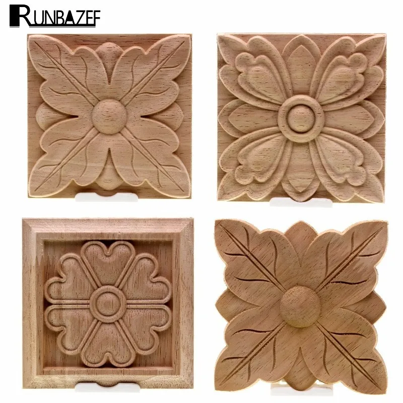 

RUNBAZEF The Unpainted Wood Color Decal Applique Furniture Square Box Shavings Home Decoration Accessories Craft Miniature
