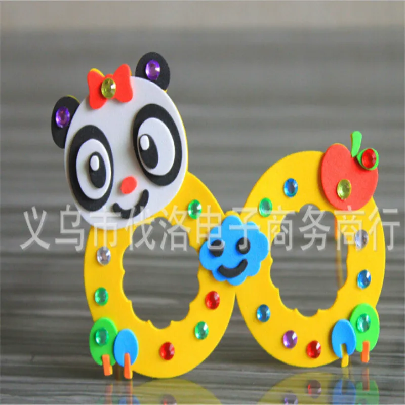 10pcs/set DIY Handmade Cartoon animal Glasses 3D Eva Stickers Educational Toys For Kids Birthday Party Gift baby puzzles toy | Игрушки и