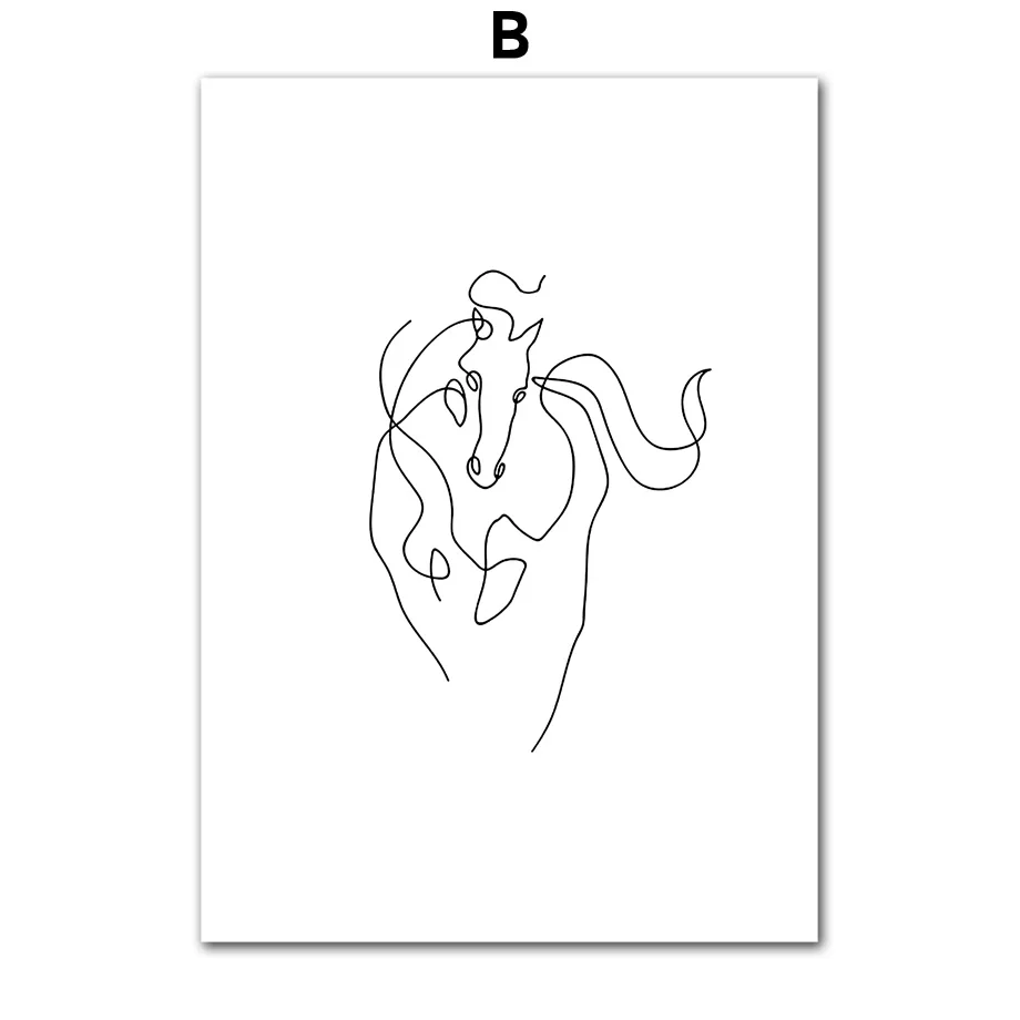 B Абстрактные животные линии Ampersand боди-арт принты скандинавские плакаты и принты настенные художественные картины на холсте настенные картины для гостиной - Цвет: B