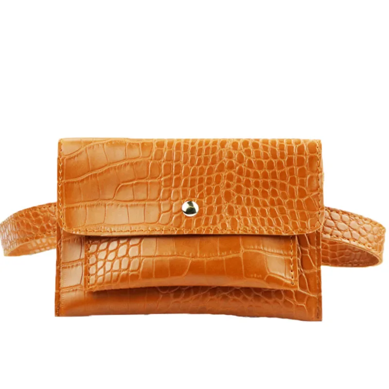 New Fashion Crocodile Shoulder Waist Bag Women Waist Fanny Packs Belt Bag Luxury Brand Leather Chest Handbag Alligator Envelope - Цвет: Brown