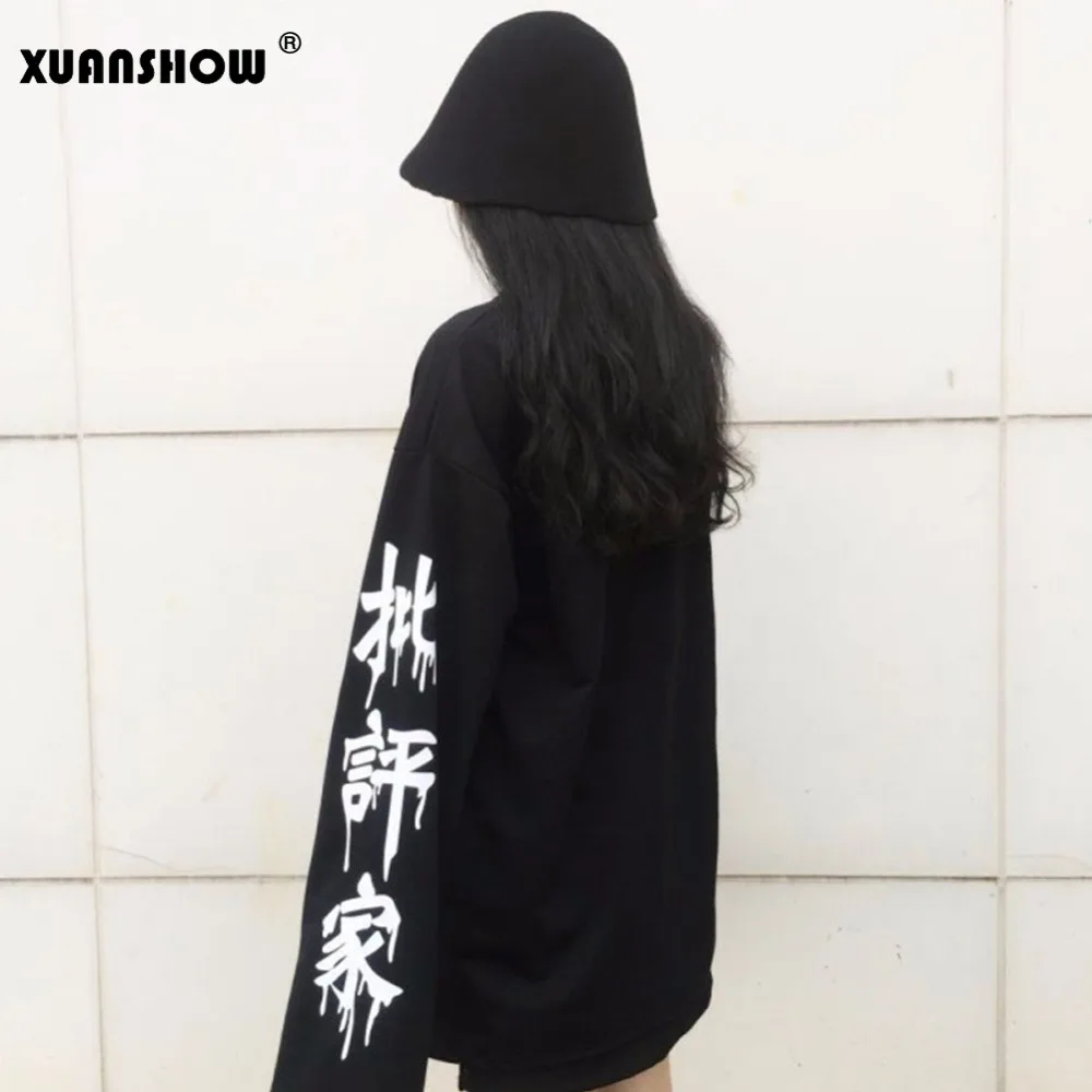 XUANSHOW Осень Зима Большие размеры Harajuku Женская толстовка Новая мода технология печатных пуловеры в стиле панк женские Moletom