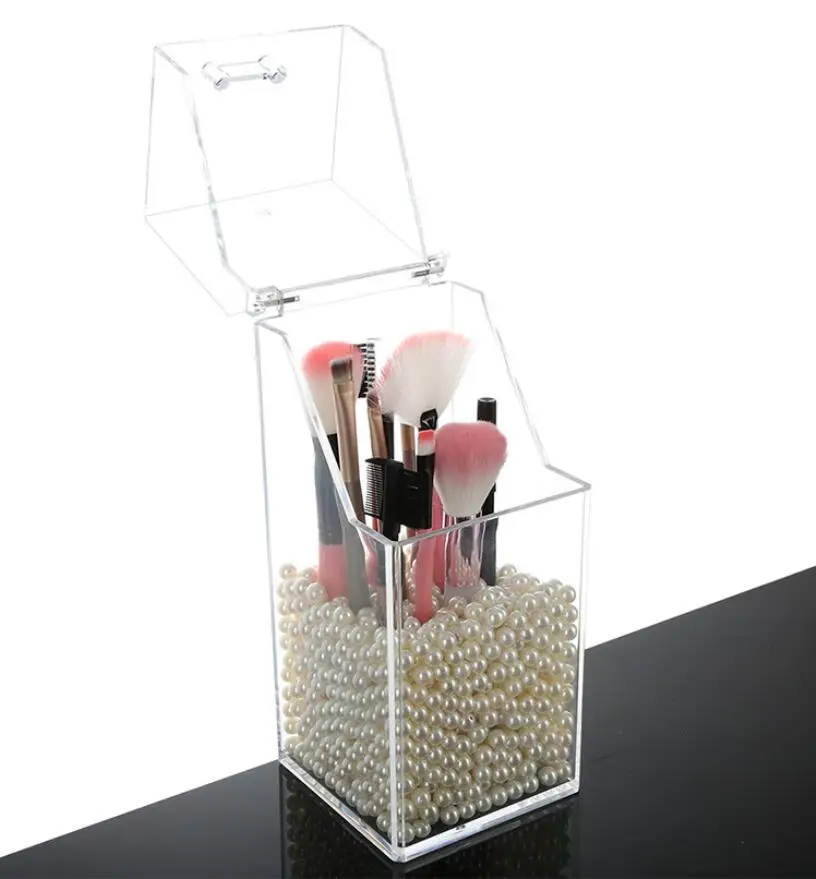 В наличии прозрачный акриловый флип органайзер для кистей пылезащитный