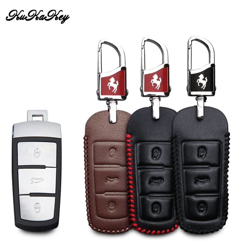 KUKAKEY чехол для ключа из натуральной кожи Volkswagen VW Golf 4 5 6 7 Mk7 Passat B5 B6 B8 B7 Polo Sharan Beetle
