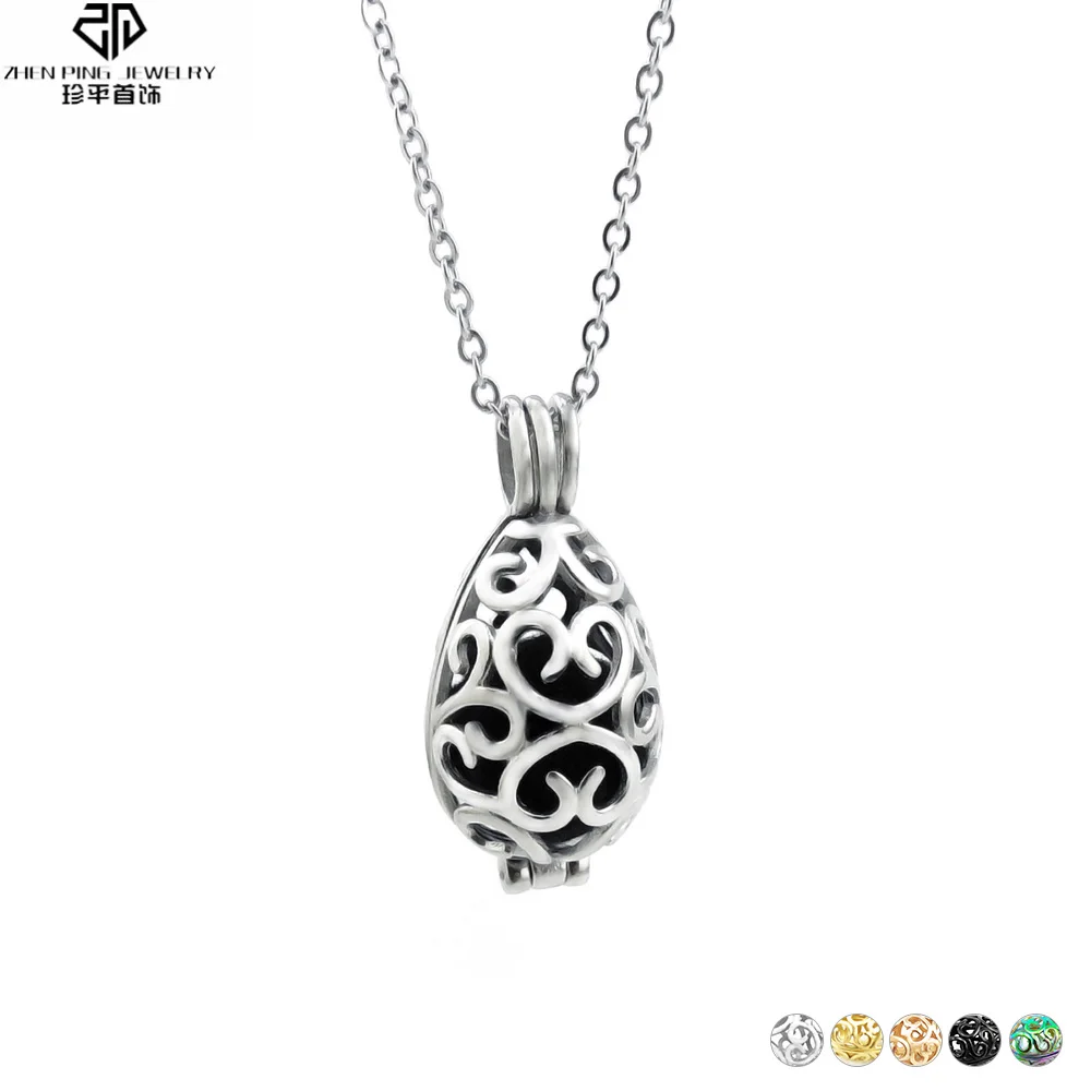 

Charm Stainless Steel Oval Cage Locket Pendant Essential Oil Diffuser Locket Perfume Necklace DIY Jewelry Women
