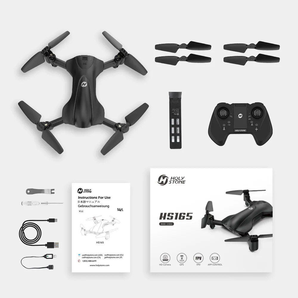 Holy Stone HS165 складной gps Дрон 5G 1080P HD камера Tap Fly Circle Fly с удержанием высоты одним ключом Start Live Video Quadcopter