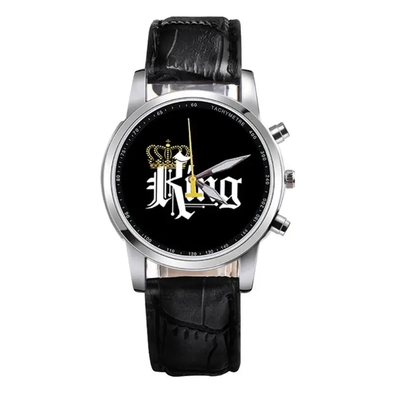 New King Queen Leather Watches Women Lovers Quartz Watch Men Brand Luxury Wristwatch Female Male Quartz Lover`s Watches