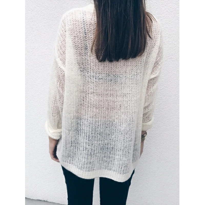 Simenual Deep V neck sweater women knitted pullovers oversized solid jumpers plus size 5xl sweaters hollow out spring basic