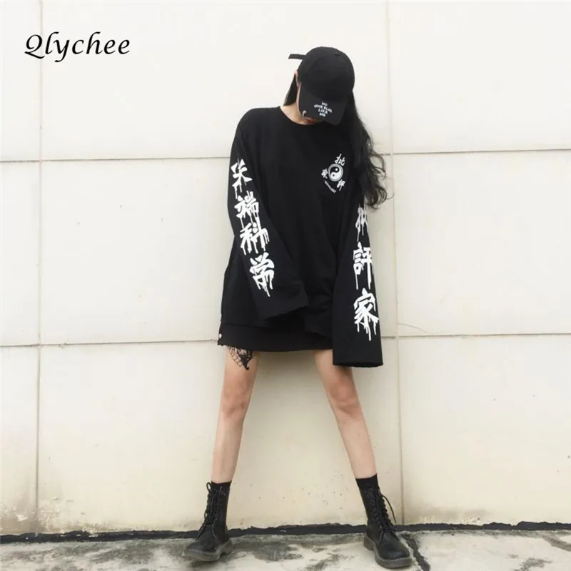 Qlychee Harajuku режущий край наука пуловер с напечатанными буквами Футболка для женщин