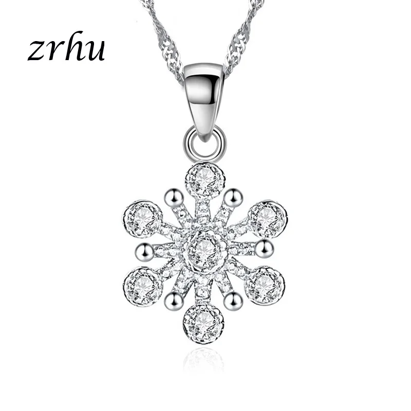 ZRHUA Оригинальное серебряное ожерелье Цветочная цепочка циркониевые подвески