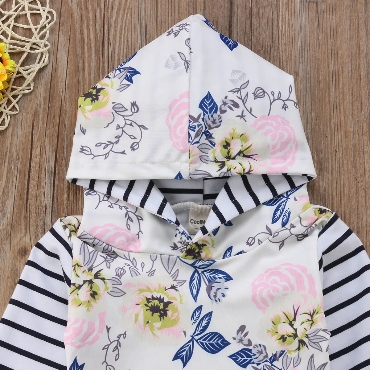 Милый комплект одежды с цветочным принтом для новорожденных девочек хлопковый