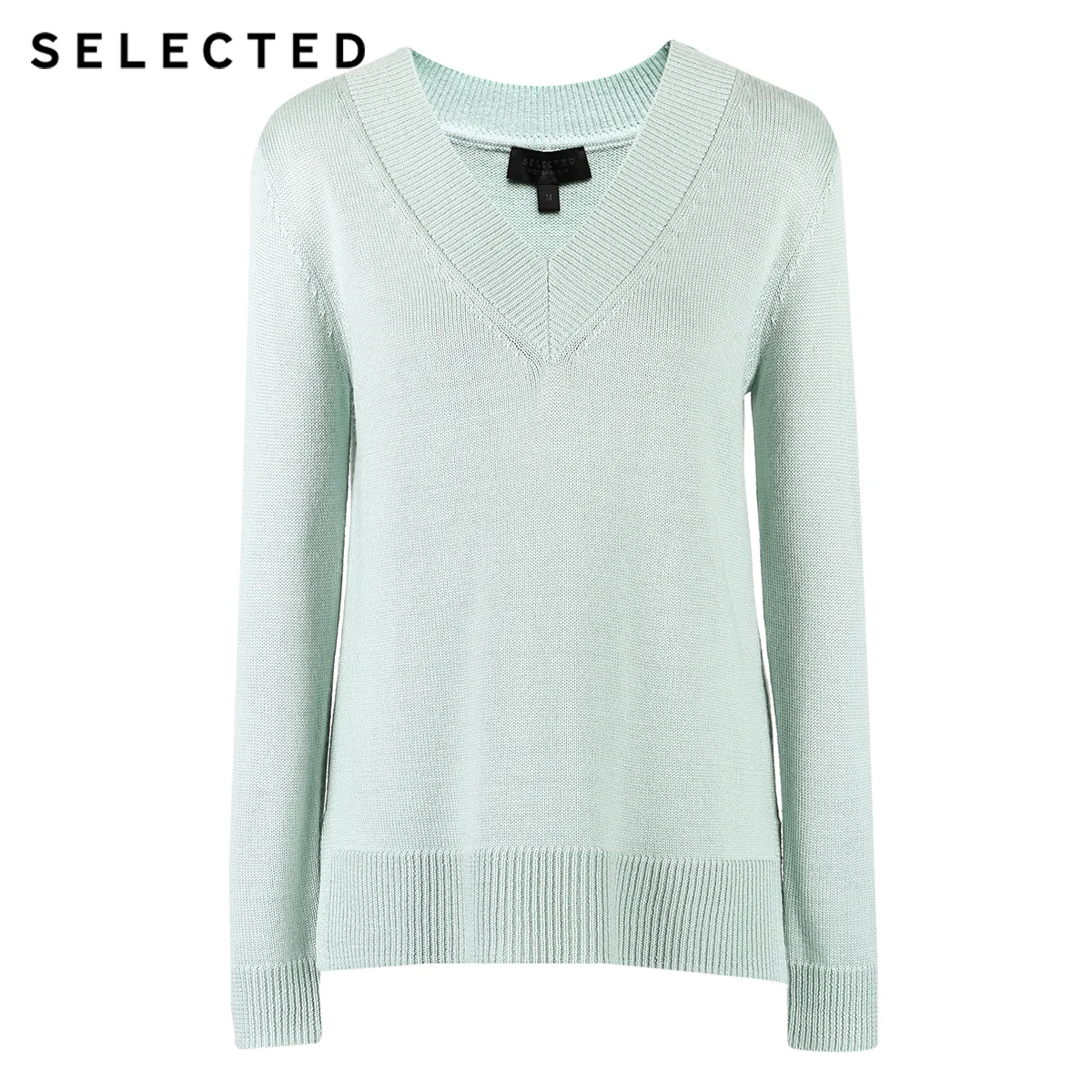 Отборный женский шерстяной пуловер с v-образным вырезом Чистого Цвета S | 418324508