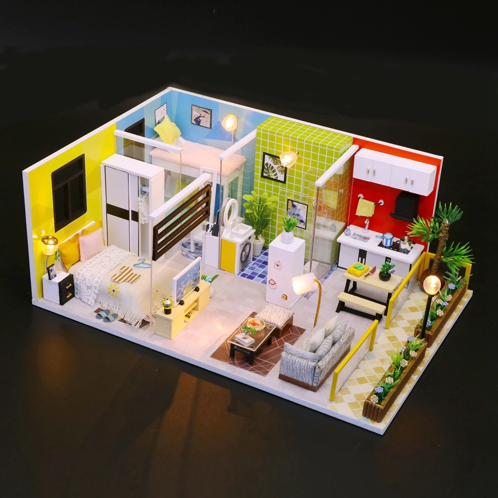 Ручная работа из дерева кукольный дом мебель Miniaturas миниатюры кукольный домик наборы DIY кукольный домик головоломки игрушки для детей подарок на день рождения