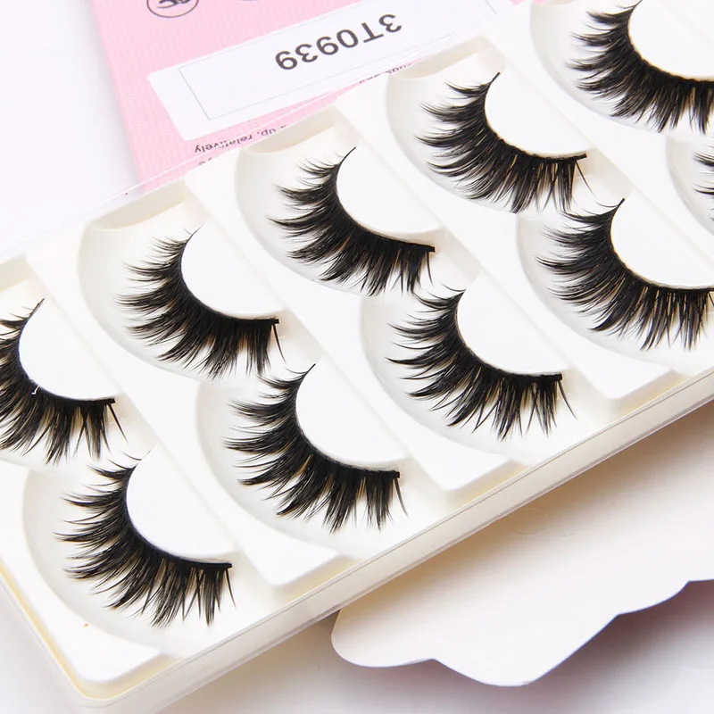 5 пар натуральных Мягких Длинных Черных ресниц ручной работы для макияжа густые