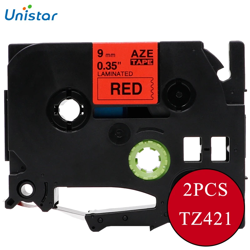 UNISTAR 2 шт. ленты с лейблом для Brother P сенсорная лента TZe-421 9 мм черная красная