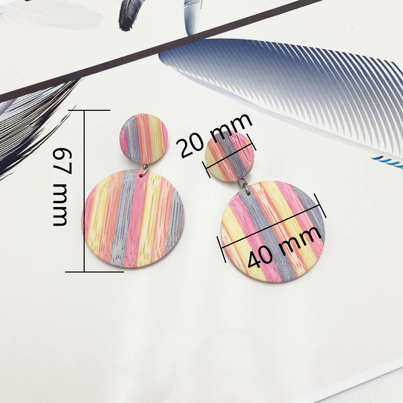 Женские крупные серьги с Анисом круглые деревянные геометрической формы в стиле
