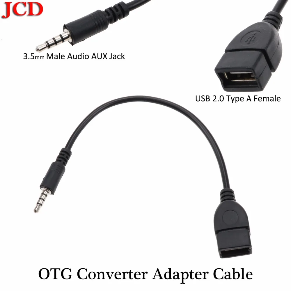 JCD 3 5 мм штекер аудио-разъем AUX USB 2 0 Тип Женский Адаптер конвертера OTG кабель очень
