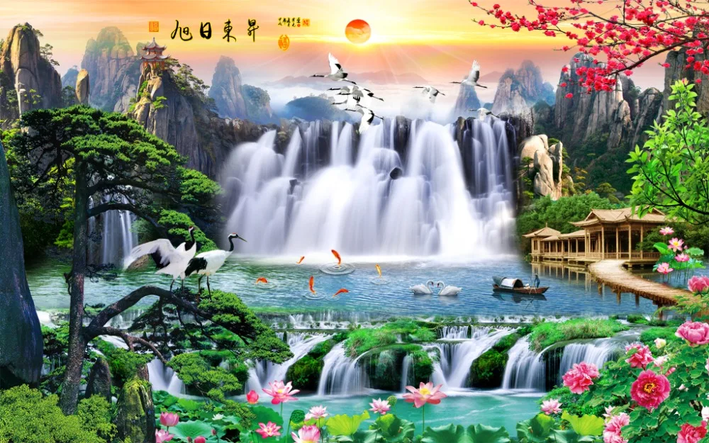 Звукоизоляционная занавеска водопад пейзаж 3D для гостиной спальни украшение